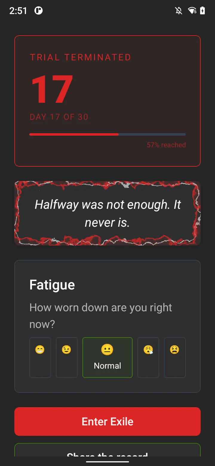 Trial failure record